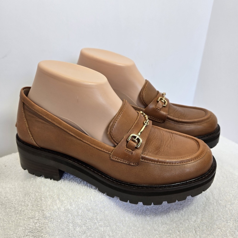 Sam Edelman Tully Womens Size 6.5 Slip On Platform Brown Leather Loafer Shoes